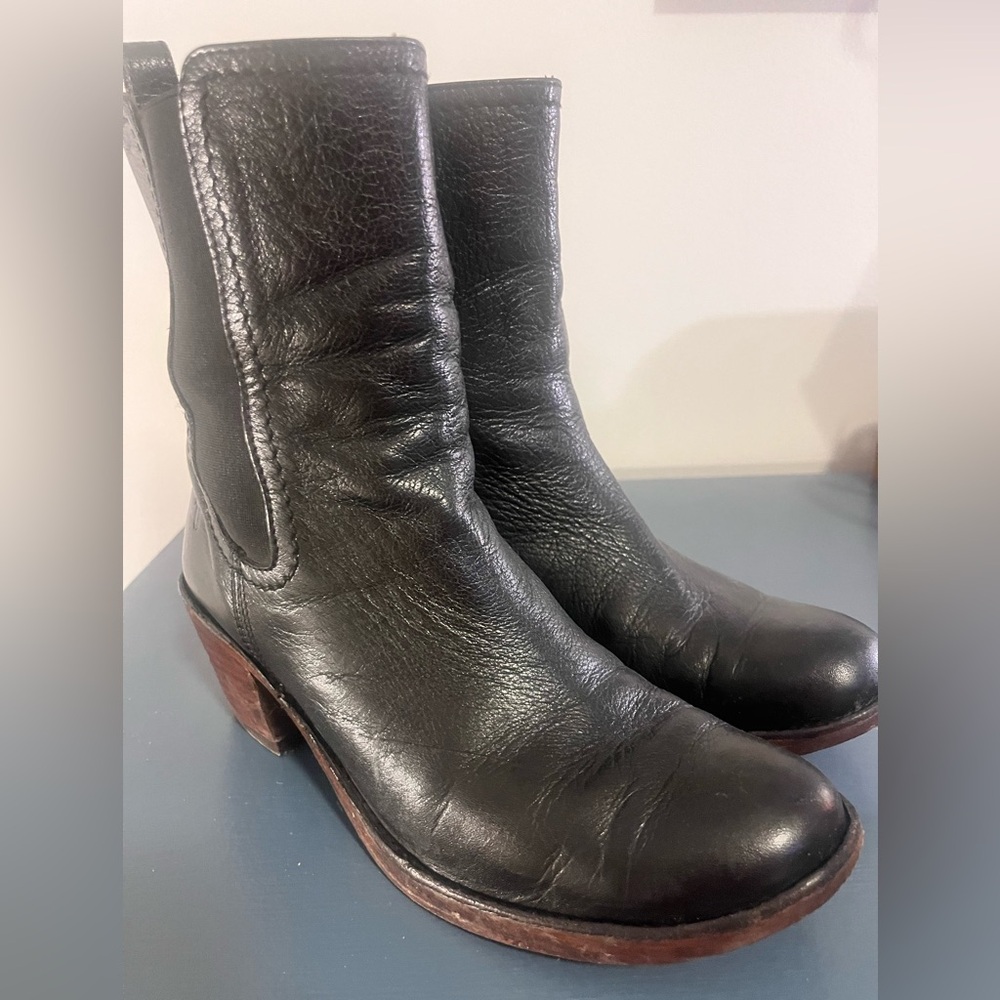 Frye Black Leather Ankle Boots
